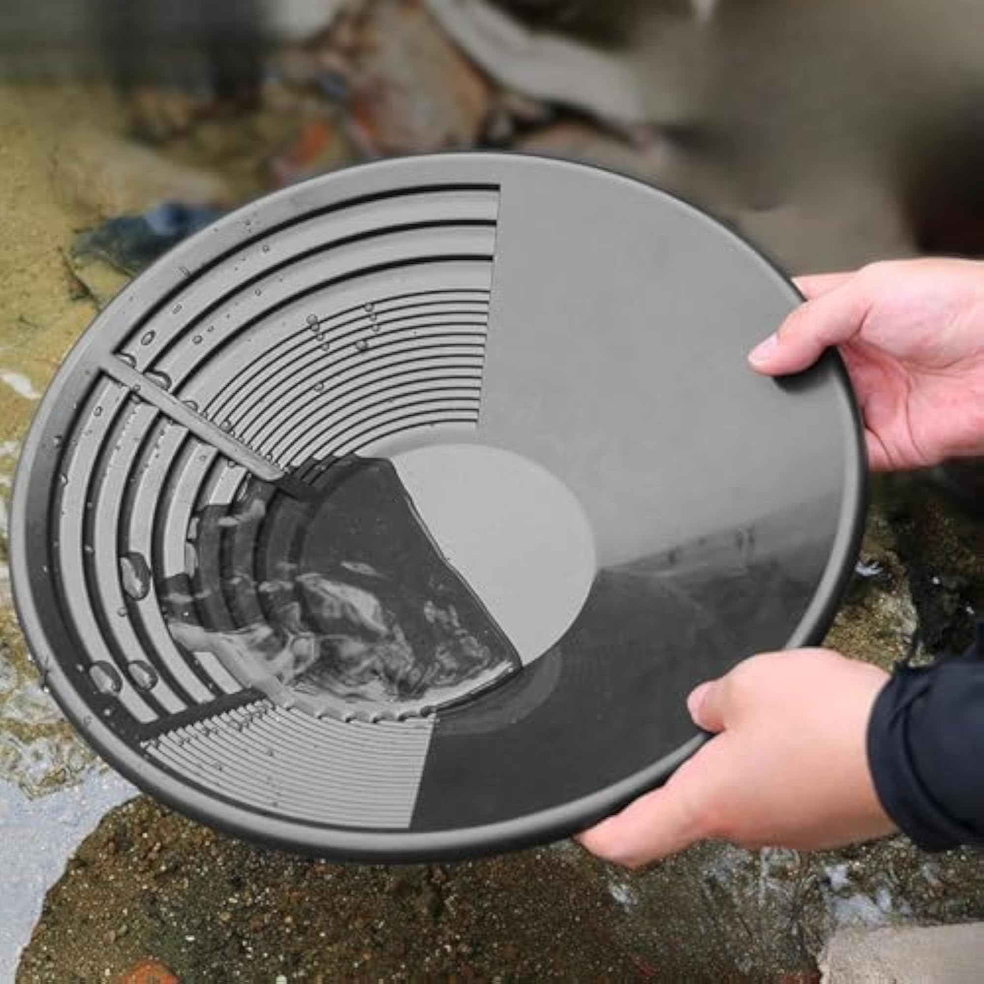 Gold Panning Pan Double Riffles, Portable Mining Tool